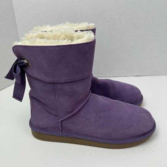 Koolaburra by UGG Sz 5 Andrah Suede Short Boots Elderberry Purple Lavender Bow - Picture 5 of 16